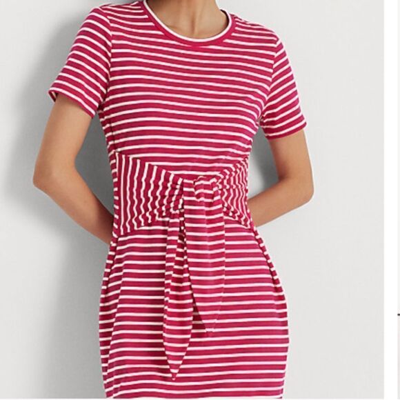 NWT RALPH LAUREN STRIPED TIE-FRONT JERSEY WOMAN DRESS NEW WITH TAG SIZE US XXL - Picture 3 of 12